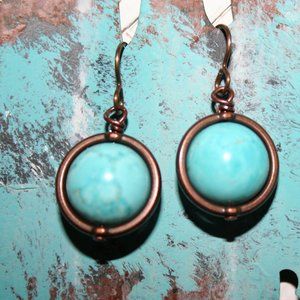 Round Globe Turquoise Earrings